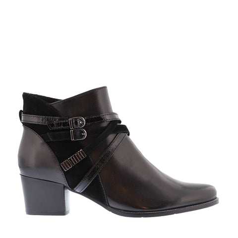 Dark Slate Gray Regarde Le Ciel Women's Isabel-120 Block Heel Ankle Black Leather