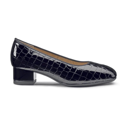Ara Women's Gabrielle Block Heel Pump Black Print Patent