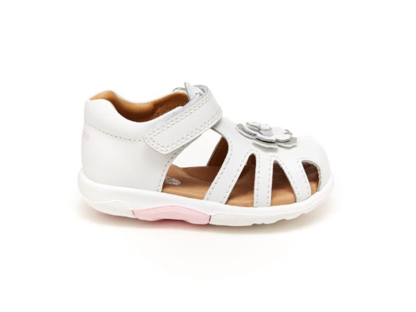 Beige Stride Rite Infant/Toddler Girls SRT Eleni Sandal Velcro White