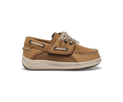 Dim Gray Sperry Toddler and Little Boys Gamefish Jr Boat Shoes Dark Tan Leather