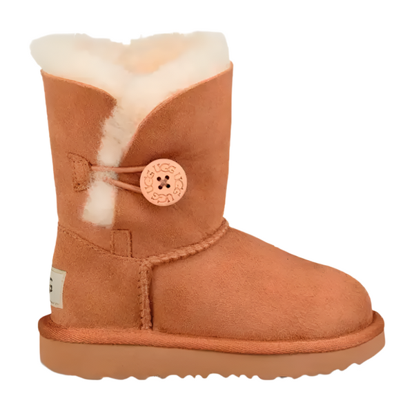 Chocolate Ugg Toddler Girls Bailey Button II Suede Boot Chestnut