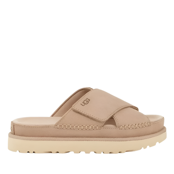 Tan Ugg Women's Goldenstar Cross Slide Sandal Driftwood