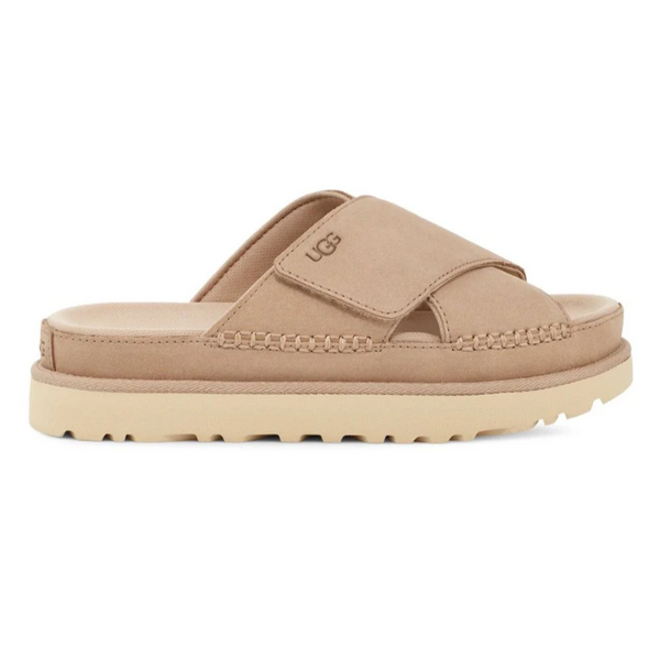 Tan Ugg Women's Goldenstar Cross Slide Sandal Driftwood