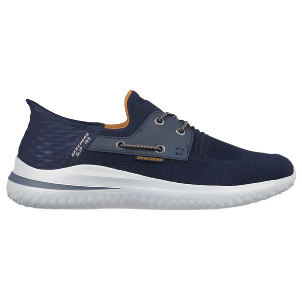 Light Gray Skechers Men's Delson 3.0 - Roth Hands-Free Slip On Navy