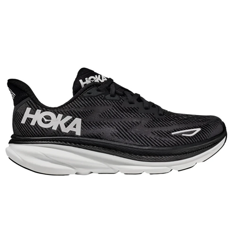 Hoka Damen Clifton 9 Schwarz / Weiß Weit