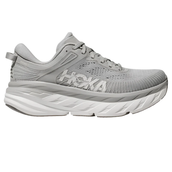 Gray Hoka Women's Bondi 7 Harbor Mist / White Wide Width