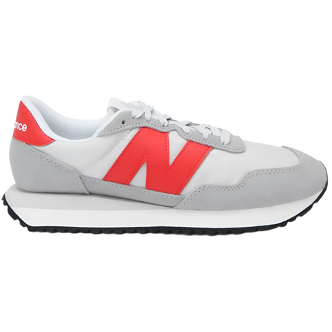 Light Gray New Balance Men's 237 V1 Sneaker Concrete Grey / Red