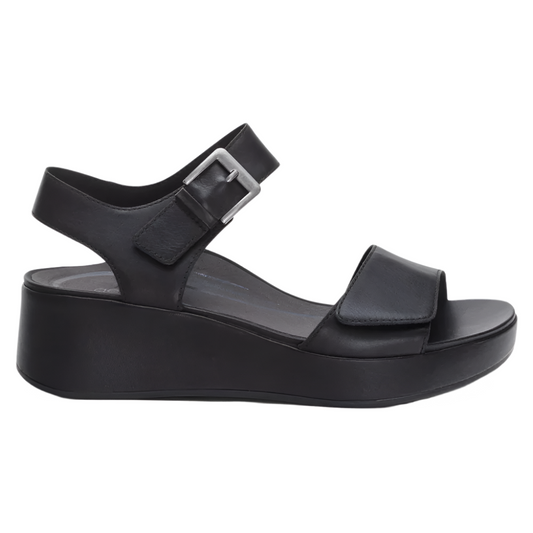 Aetrex Women's Ariel Adjustable Quarter Strap Wedge Sandal Black