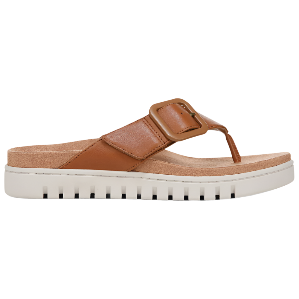 Gray Vionic Women's Uptown Marin Flip Flops Tan Tumbled Leather