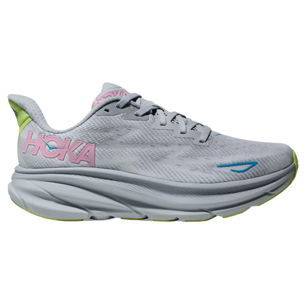 Dark Gray Hoka Women's Clifton 9 Gull / Sea Ice Wide