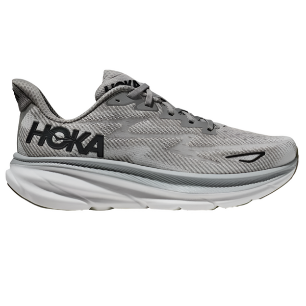 Dark Gray Hoka Men's Clifton 9 Harbor Mist / Black