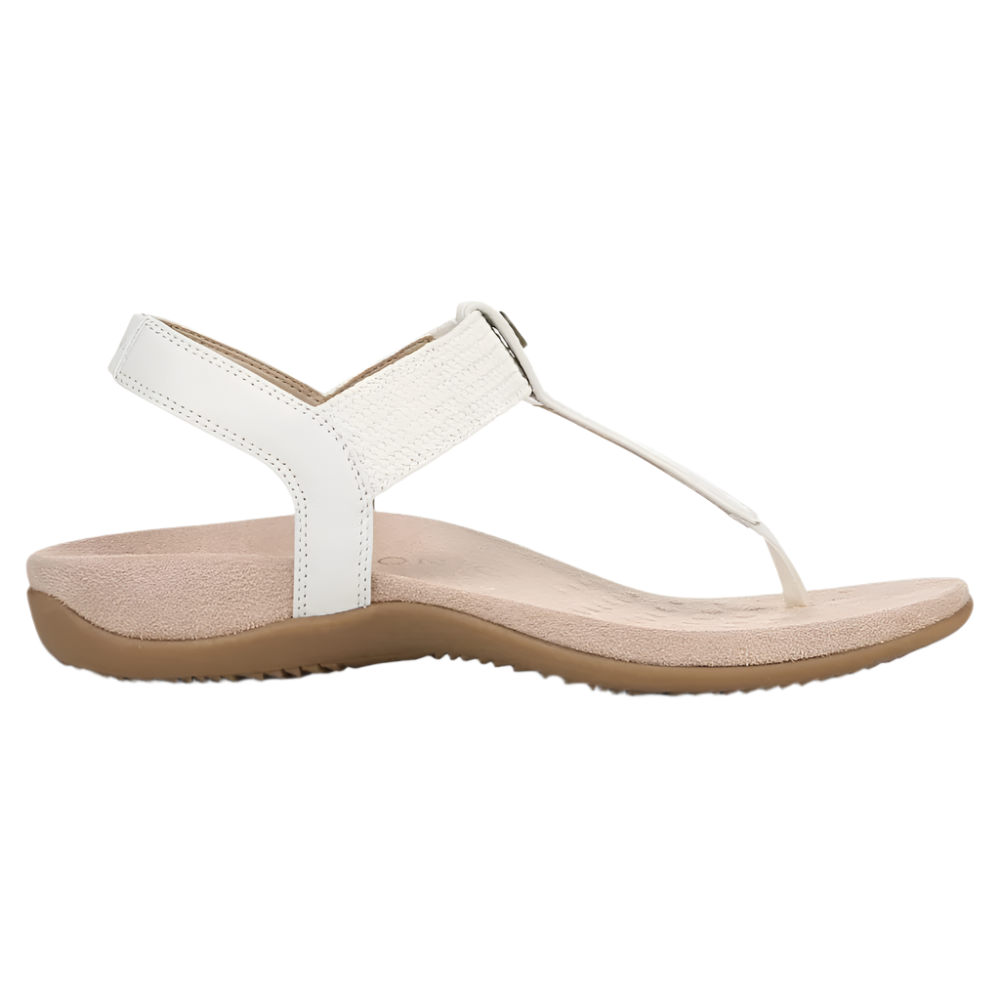 Light Gray Vionic Women's Brea Toe Post Slingback Sandal White Leather