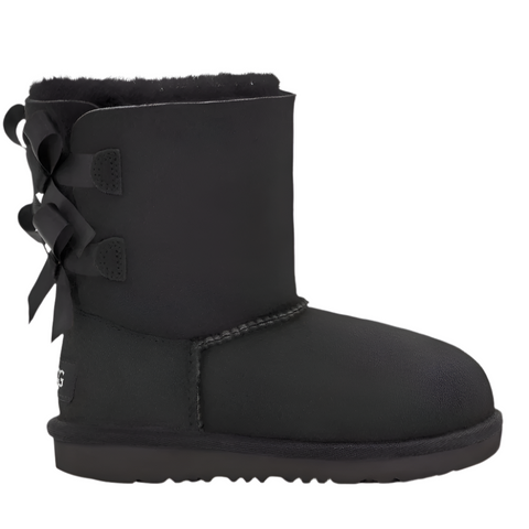 Dark Slate Gray Ugg Little Girls Bailey Bow II Suede Boot Black