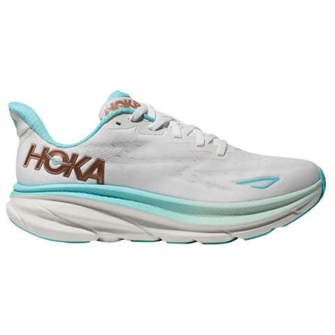 Gray Hoka Women's Clifton 9 Frost / Rose Gold Wide