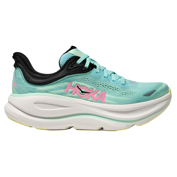 Light Gray Hoka Women's Bondi 9 Blue Spark / Mint Fluorite