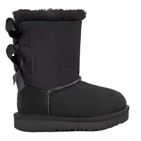 Dark Slate Gray Ugg Toddler Girls Bailey Bow II Suede Boot Black