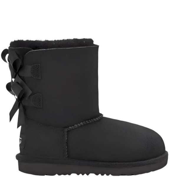 Dark Slate Gray Ugg Little Girls Bailey Bow II Suede Boot Black