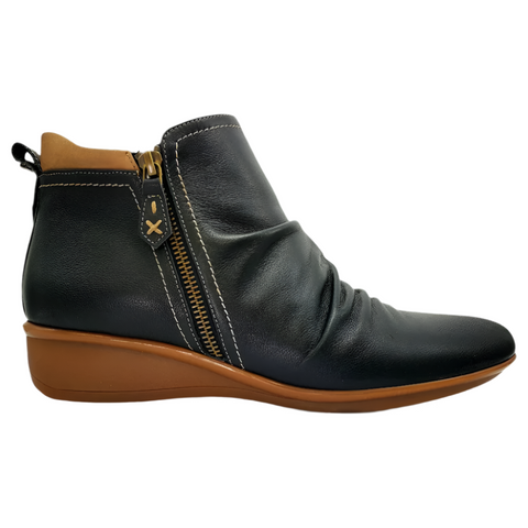 Dark Slate Gray Revere Women's Wedge Booties Orthotic Ankle Boots Black / Toffee Nubuck