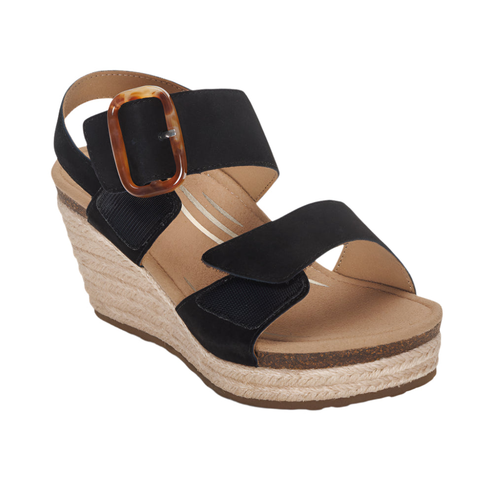 Dark Slate Gray Aetrex Women's Ashley Arch Support Wedge Black