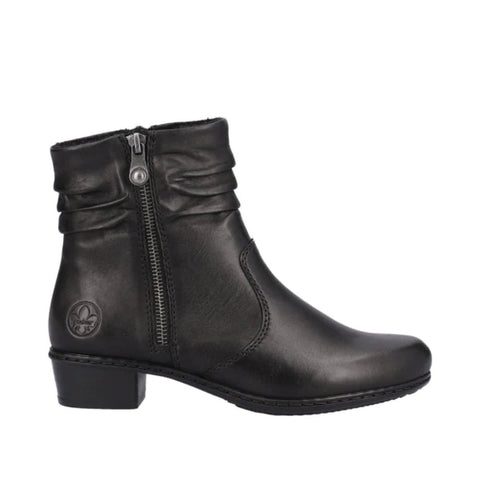 Dark Slate Gray Rieker Women's Fabiola 56 Zip Up Ankle Boot Black / Blacked Milled Nappa