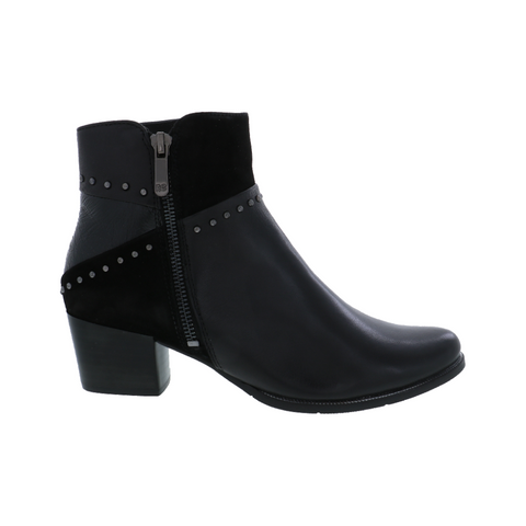 Black Regarde Le Ciel Women's Isabel-119 Block Heel Ankle Boot Black