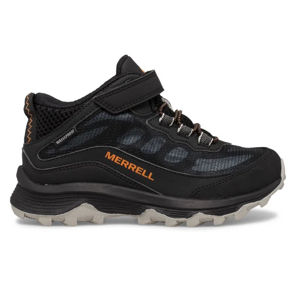 Dark Slate Gray Merrell Big Boys Moab Speed Mid A/C Waterproof Velcro Boot Black