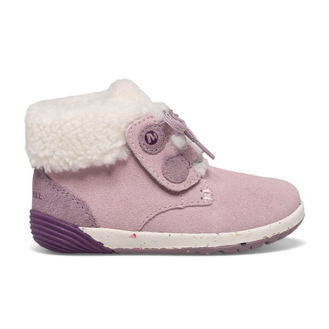 Gray Merrell Toddler Girls Bare Steps Cocoa Jr. Velcro Boot Dusty Pink
