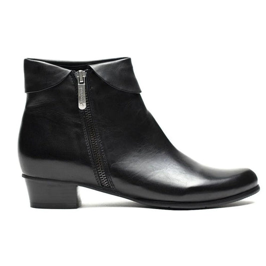 Dark Slate Gray Regarde Le Ciel Stefany-03 Women's Lace / Zip Up Ankle Boot Black Leather