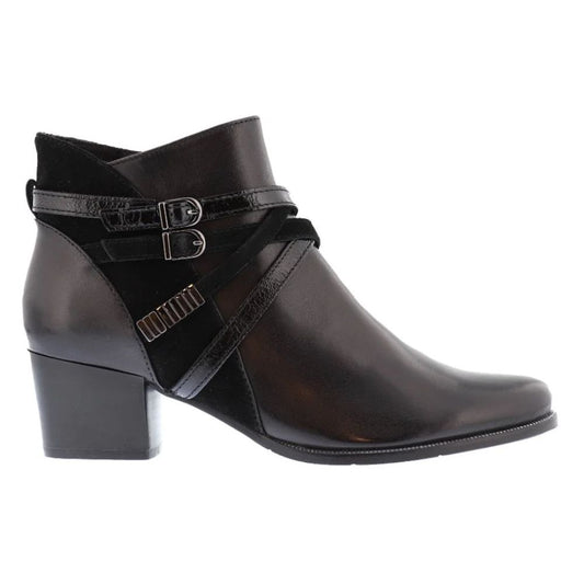 Regarde Le Ciel Women's Isabel-120 Block Heel Ankle Black Leather