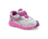 Gray Saucony Toddler/Little Girls Ride 10 Jr. Velcro Sneaker Silver / Pink