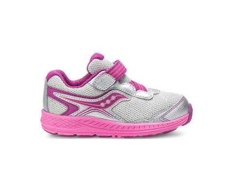 Rosy Brown Saucony Toddler/Little Girls Ride 10 Jr. Velcro Sneaker Silver / Pink