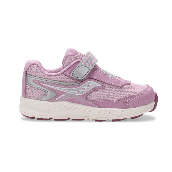 Gray Saucony Toddler/Little Girls Ride 10 Jr. Velcro Sneakers Pink Metallic