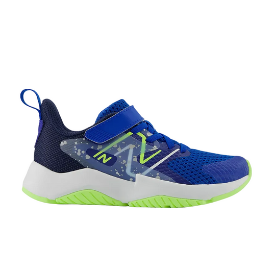 White Smoke New Balance Boys Rave Run v2 Hook & Loop Team Royal