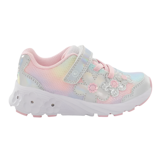 Light Gray Stride Rite Infant Girls Light-Up Glimmer 2.0 Velcro Rainbow
