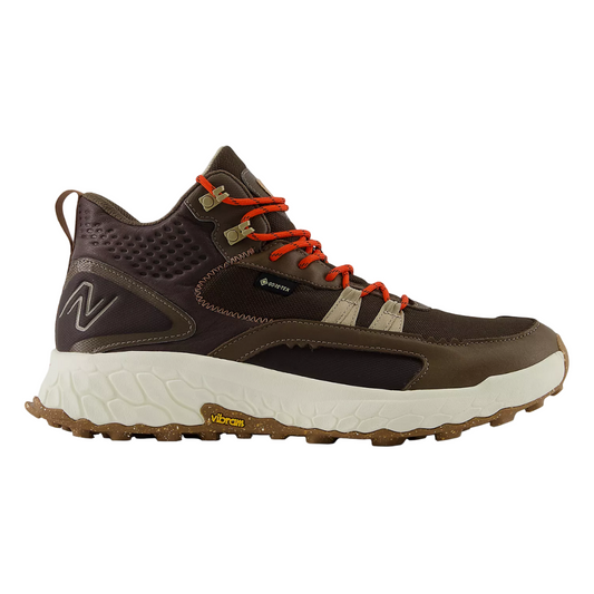 Gray New Balance Men's Fresh Foam X Hierro Mid Gore-Tex Dark Mushroom/Black Coffee