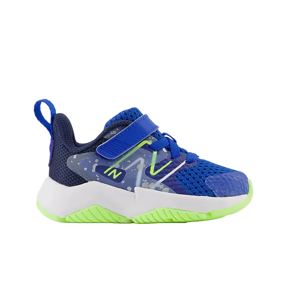 White Smoke New Balance Boys Rave Run v2 Hook & Loop Team Royal