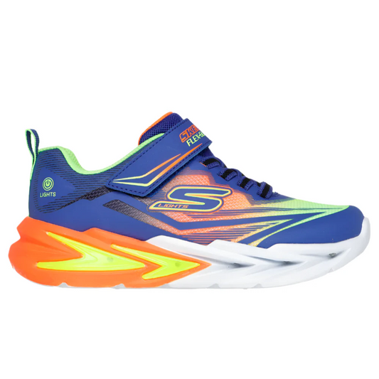 Gray Skechers Pre School Boys S Light: Flex-Glow Ultra Velcro Blue / Lime