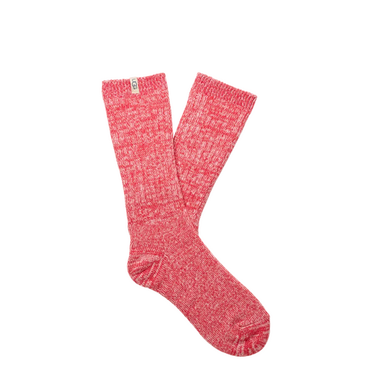 UGG Women's Rib Knit Slouchy Crew Sock Hibiscus Pink