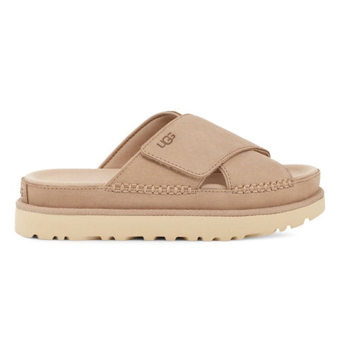 Tan Ugg Women's Goldenstar Cross Slide Sandal Driftwood