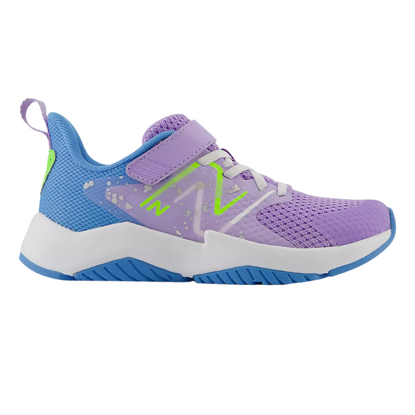 Gray New Balance Toddler Girls Rave Run V2 Bungee Lace Velcro Lilac Glo