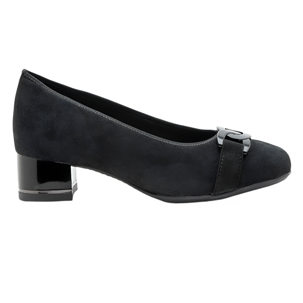 Dark Slate Gray Ara Women's Gallant Block Heel Chain Black Kid Suede