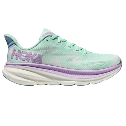 Gray Hoka Women's Clifton 9 Sunlit Ocean / Lilac Mist