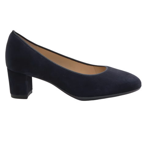 Dark Slate Gray Ara Women's Kendall Classic Block Low Heel Pump Blue Kid Suede