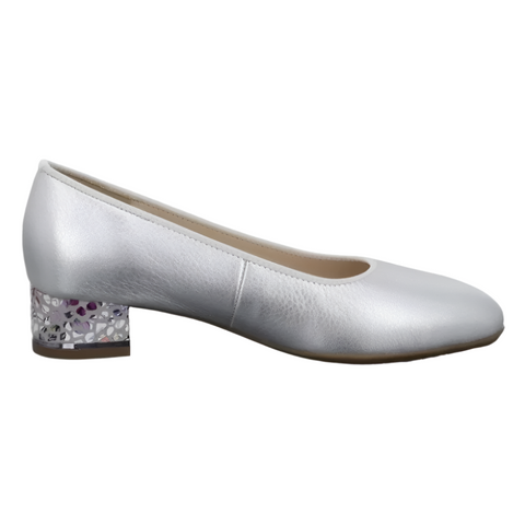 Gray Ara Women's Gabrielle Block Heel Pump Silver / Stone Metallic / Konfetti Kid