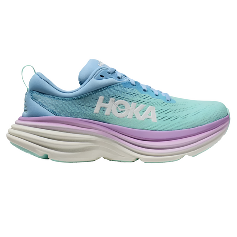 Dark Gray Hoka Women's Bondi 8 Airy Blue / Sunlit Ocean Wide