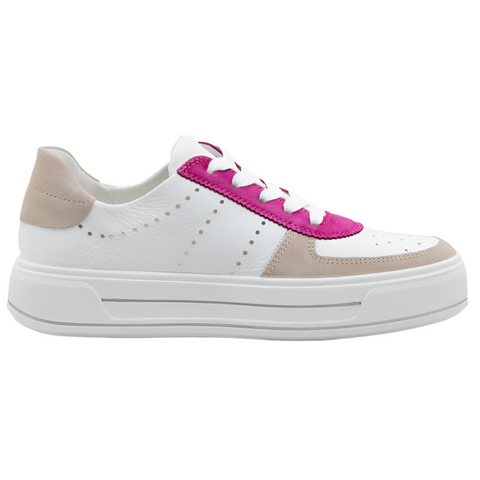 Light Gray Ara Women's Calgary Lace-Up Sneaker Shell / White Pink Suede