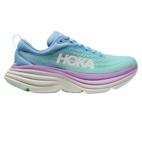 Dark Gray Hoka Women's Bondi 8 Airy Blue / Sunlit Ocean