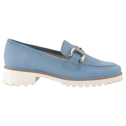 Light Slate Gray Ara Women's Kiana Buckle Loafer Cool Blue Kid Suede