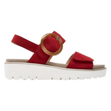 Dark Red Ara Women's Bridgeport Double Adjustable Wedge Sandal Red Kid Suede