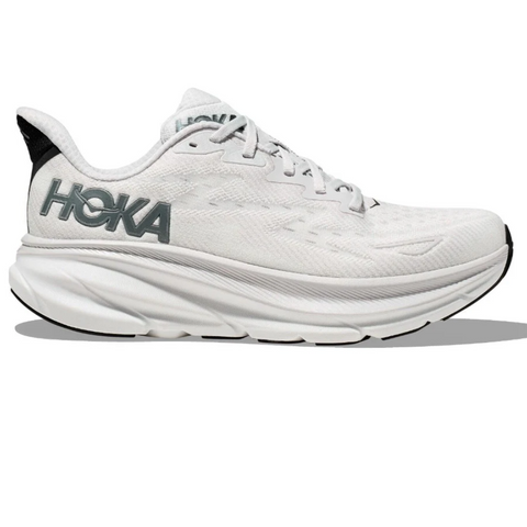 Light Gray Hoka Men's Clifton 9 Nimbus Cloud / Steel Wool